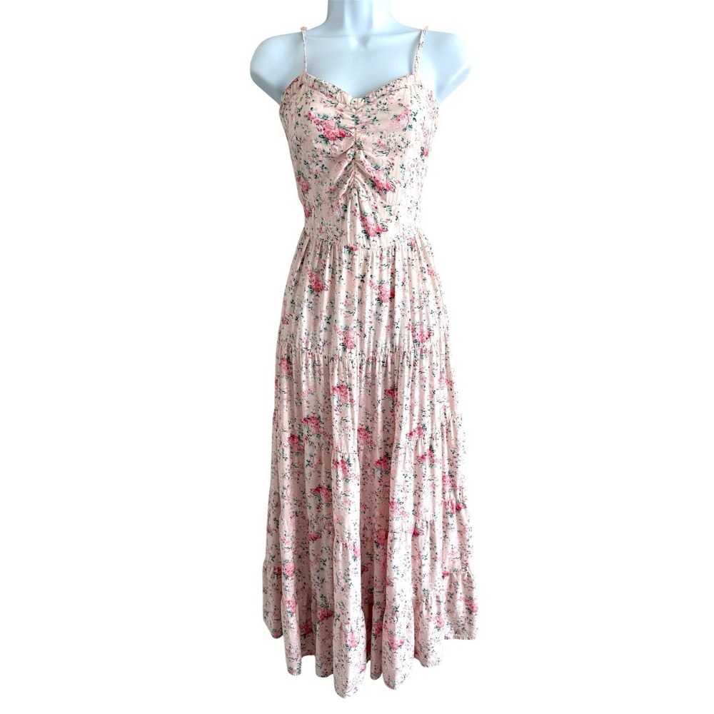 Cache Pink Floral Maxi Dress Womens Small Cottagecore Romantic Feminine Coastal